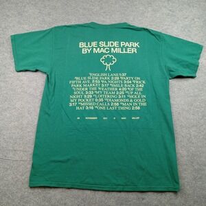 Mac Miller Shirt Mens XL Green Blue Slide Park Tracklist Album Graphic Tee